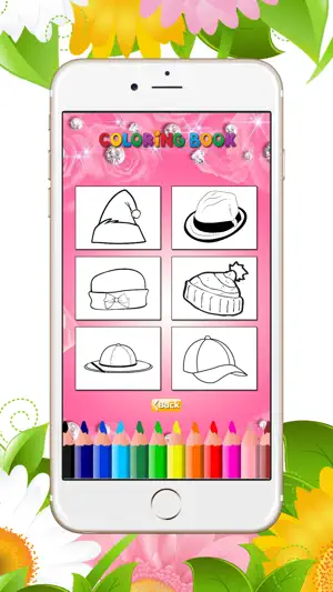 着色书的帽子：学习色彩和画时装帽，儿童免费游戏截图4