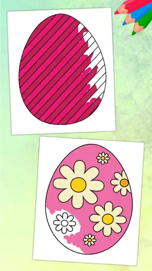 复活节彩蛋着色页为孩子 - 鸡蛋篮截图3