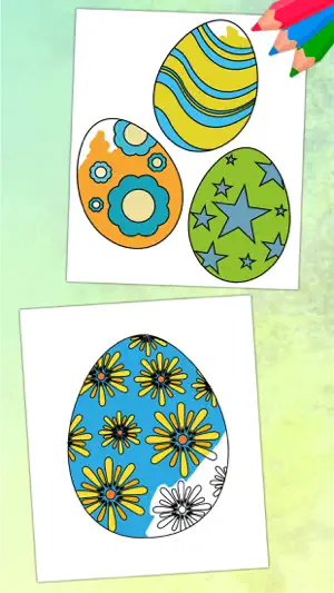复活节彩蛋着色页为孩子 - 鸡蛋篮截图2