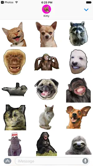 有趣的动物memes贴纸包为iMessage截图1