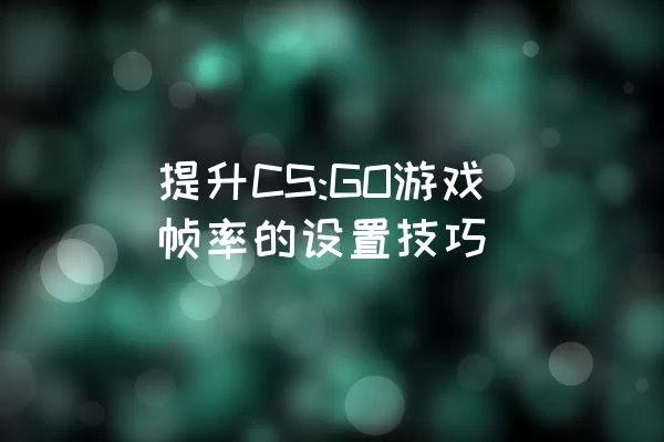 提升CS:GO游戏帧率的设置技巧