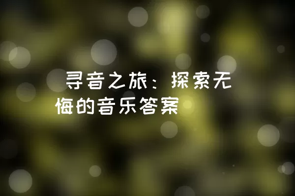  寻音之旅：探索无悔的音乐答案